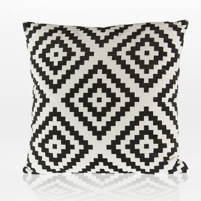 Coussin décoratif en tissu double face, 45x45cm, motif noir/blanc, 737664