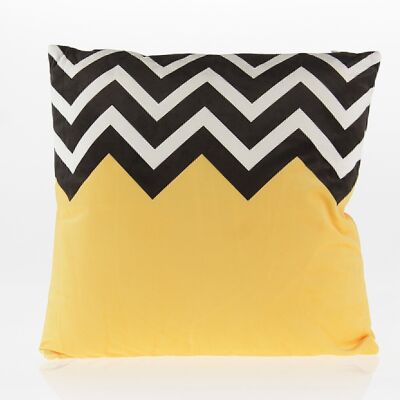 Coussin décoratif en tissu double face, 45 x 45cm, jaune/noir, 737633