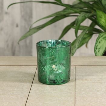 Bougie chauffe-plat design feuille de verre, 8 x 8 x 8,8 cm, vert, 736896 2