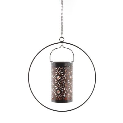 Metal solar lantern for hanging circle, 32 x 10 x 81 cm, black, 735820