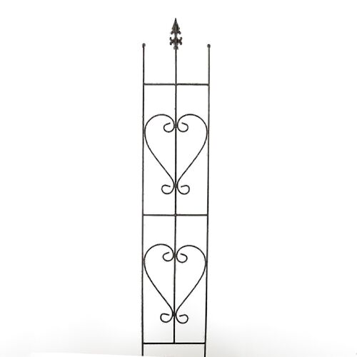 Metall-Rankhilfe mit Herzen hoch, 20 x 0,6 x 120 cm, dunkelbraun, 735806