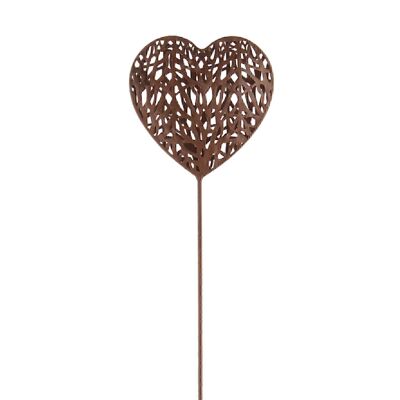 Metal plug heart, 15 x 1 x 100 cm, rust-colored, 735554