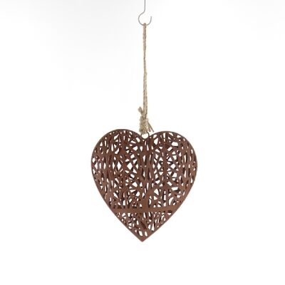 Coeur en métal à suspendre, 18 x 2 x 40 cm, couleur rouille, 735141