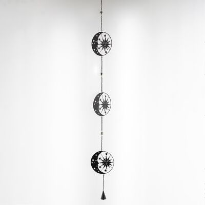 Percha de metal sol/luna 3 piezas, 12 x 1 x 110 cm, negro, 735127