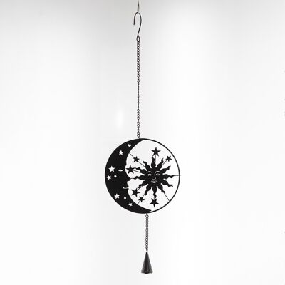 Metall-Hänger Sonne/Mond, 16 x 1 x 55 cm, schwarz, 735080