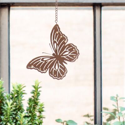 Metal butterfly for hanging, 12 x 0.2 x 39 cm, rust-colored, 735011