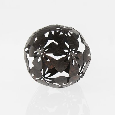 Metal ball flower design, Ø 14 cm brown, 734762