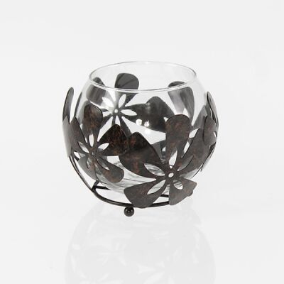 Metall-Kugelwindlicht Blume, Ø 11 x 10 cm braun, 734724
