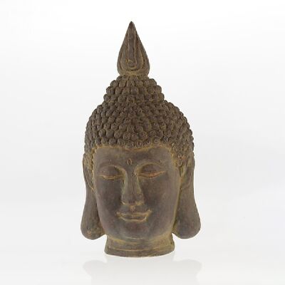 Cabeza de Buda de magnesia de pie, 29,5 x 31 x 53,5 cm, aspecto de piedra, 732966
