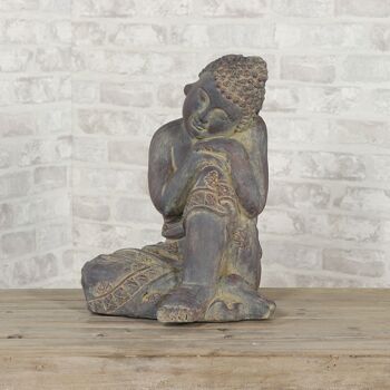Magnésie Bouddha assis, 29,5 x 27 x 39cm, aspect pierre, 732942 3