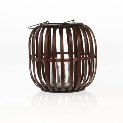 Willow lantern with glass, 29 x 29 x 29 cm, brown, 732928