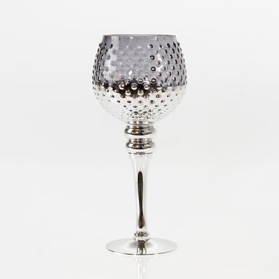 Glass goblet, nubbed, 13 x 13 x 30cm, grey/silver, 732782