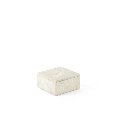 Caja cuadrada mediana con tapa de piedra natural