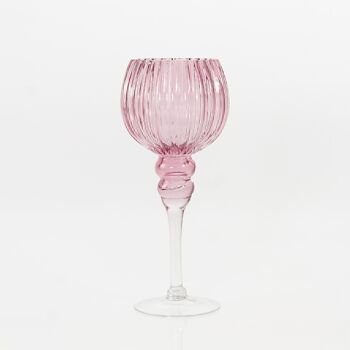 Gobelet en verre, nervuré, 13 x 13 x 30cm, rose, 732768