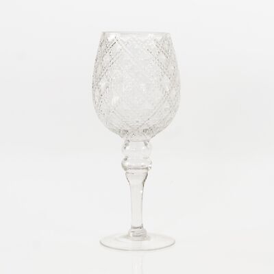 Glas-Kelch oval mit Muster, 12,5 x 12,5 x 30cm, klar, 732720