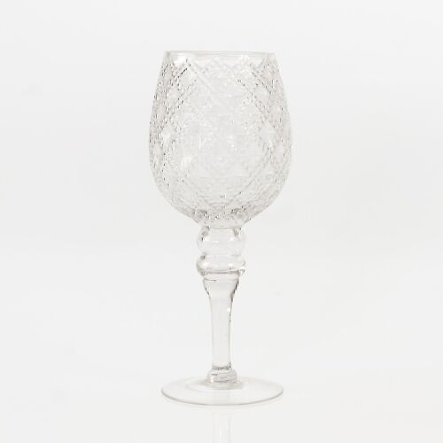 Glas-Kelch oval mit Muster, 12,5 x 12,5 x 30cm, klar, 732720