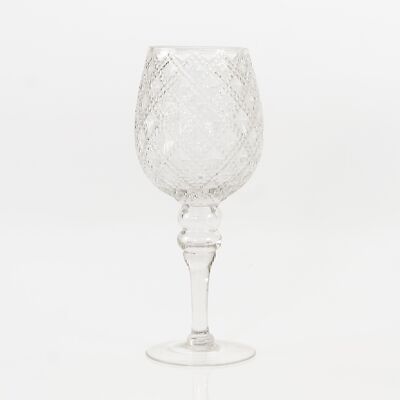 Glass goblet oval with pattern, 12.5 x 12.5 x 30cm, clear, 732720