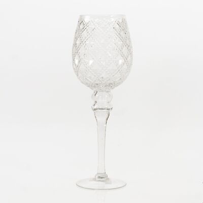 Glass goblet oval with pattern, 12.5 x 12.5 x 35cm, clear, 732713