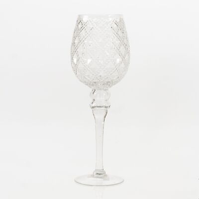 Glas-Kelch oval mit Muster, 12,5 x 12,5 x 35cm, klar, 732713