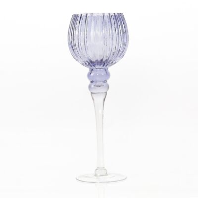 Fluted glass goblet, 13 x 13 x 35cm, violet, 732690