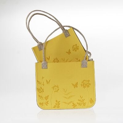 Felt handbag set of 2, 33x17x27 / 40x20x32 cm, yellow, 732379