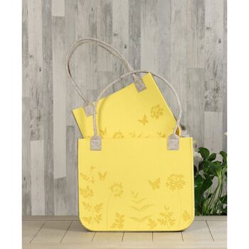 Lot de 2 sacs à main en feutre, 33x17x27 / 40x20x32 cm, jaune, 732379 2