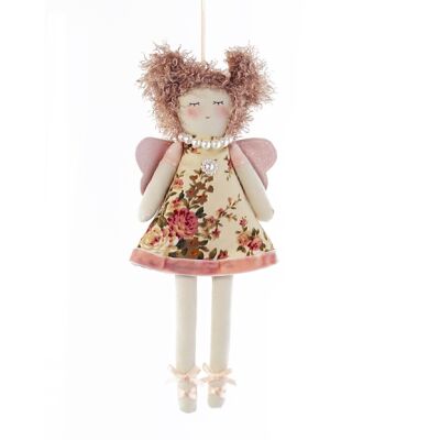 Decorative fabric fairy for hanging, 9 x 1 x 20cm, rose design, 732317