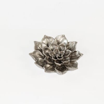 Poly flower to lay / to hang, 14 x 14 x 3cm, antique silver, 731730