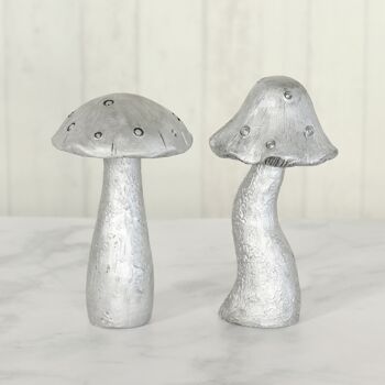 Champignon poly à poser, 8,5 x 8 x 16cm, argent antique, 731440 2