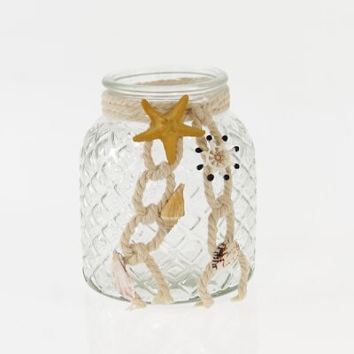 Decorative glass with shell decor, Ø 14 x 16cm, clear, 731143