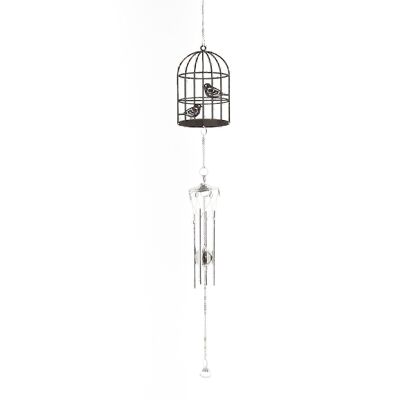 Metal chime birdcage, 6.5 x 74cm, silver, 730672