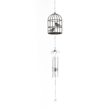 Cage à oiseaux carillon en métal, 6,5 x 74 cm, argent, 730672 1