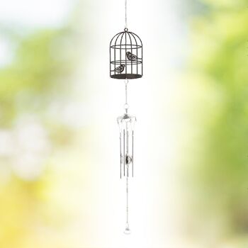 Cage à oiseaux carillon en métal, 6,5 x 74 cm, argent, 730672 2