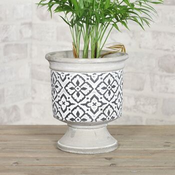 Cache-pot en ciment sur pied, Ø 16,5 x 19cm, gris/blanc, 730412 2