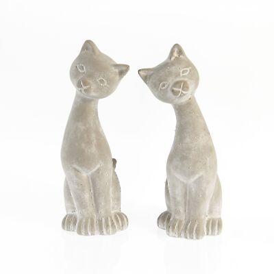 Cement cat for standing 2-assorted, 10 x 10 x 28cm, grey, 730283