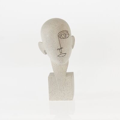 Poly-Skulptur Kopf, 11,5 x 13,5 x 30cm, weiß, 730269
