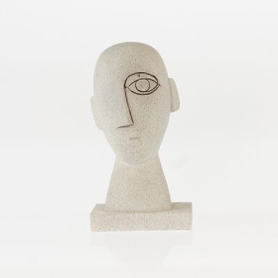 Poly sculpture head, 14.5 x 10.5 x 27.5cm, white, 730252