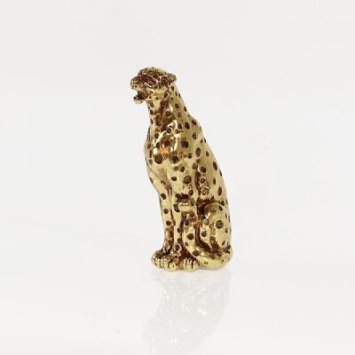 Poly leopard sitting, 5.5 x 8.5 x 15cm, gold, 730238
