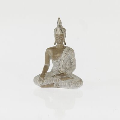 Poly Buddha sitting wood look, 11 x 6 x 15.5cm, brown, 730207