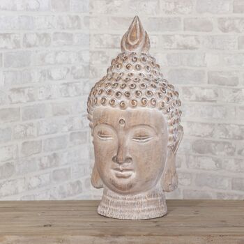 Tête de bouddha en magnésie, 30 x 29 x 57cm, marron, 730153 2