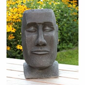 Statue tête de magnésie Moai, 32 x 25,5 x 43cm, noir, 730108 2
