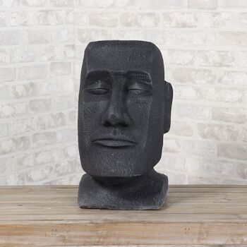Statue tête de magnésie Moai, 32 x 25,5 x 43cm, noir, 730108 3