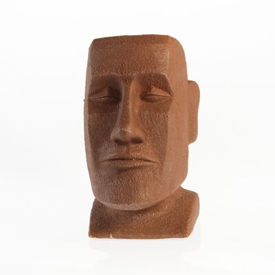 Statue de tête en magnésie Moai, 32 x 25,5 x 43cm, couleur rouille, 730092