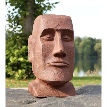 Statue de tête en magnésie Moai, 32 x 25,5 x 43cm, couleur rouille, 730092 2