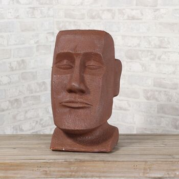 Statue de tête en magnésie Moai, 32 x 25,5 x 43cm, couleur rouille, 730092 3