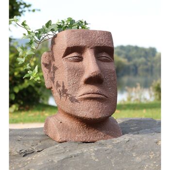 Cache-pot en magnésie Moai, 27,5 x 23 x 31,5 cm, couleur rouille, 730078 2