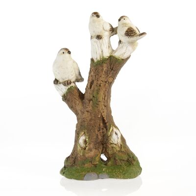 Magnesia birds, 3 on trunk, 30 x 19 x 50cm, brown/beige, 730030