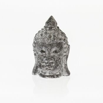 Tête de Bouddha en terre cuite, 15,7x15x23,4cm, noir/blanc, 729997 1