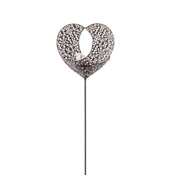 Plug en métal coeur avec verre, 17 x 8 x 100cm, marron foncé, 729515 1