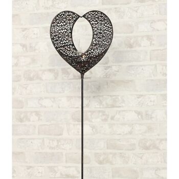 Plug en métal coeur avec verre, 17 x 8 x 100cm, marron foncé, 729515 3